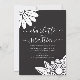 Modern blomstrande typografi Stil bröllopsinbjudan Spara Datumet