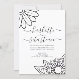 Modern blomstrande typografi Stil bröllopsinbjudan Spara Datumet