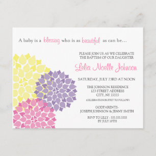 Modern Bloom Baby Baptism - julklappning Inbjudningar
