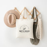 Modern Bloom Bröllop Monogram Tygkasse<br><div class="desc">Anpassningsbar tryckt tote bags gör en roligt och ett funktionellt bröllop till din gäst kommer att göra kärlek! Anpassa mallen med briden och gruppens namn eller monogram initialer. Lägg till bröllop-datum, stad, stat eller plats namn eller annan anpassningsbar. Denna moderna logotyp-stil-modell har en enkel blommigt och en blandad typografi. Använda...</div>