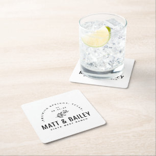 Modern Bloom Bröllop Monogram Underlägg Papper Kvadrat