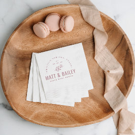 Modern Bloom Bröllopsmonogram | Mauve Pappersservett