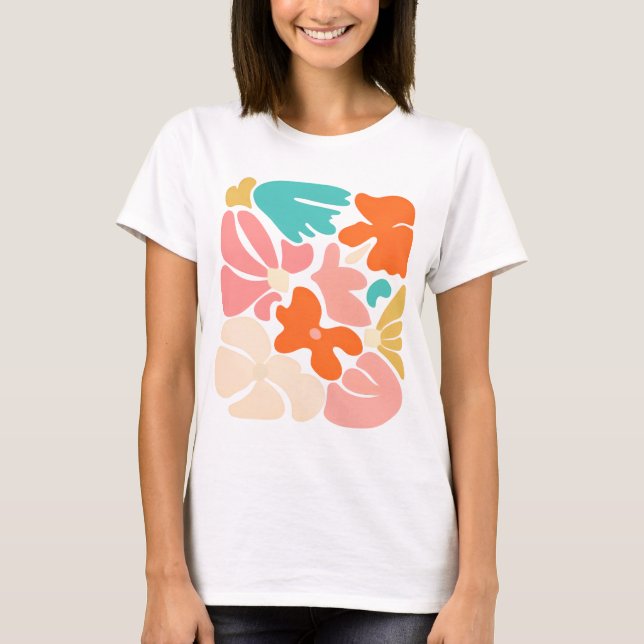 Modern Blooms Abstrakt T-shirt – Färgrik Blommig F (Framsida)