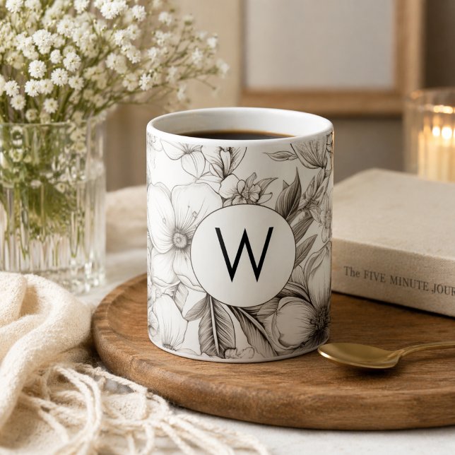 Modern Blooms Monogram Kaffemugg (Skapare uppladdad)