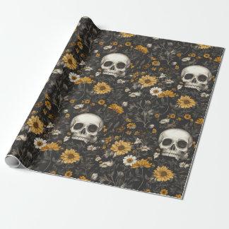 Modern Blossom Skull-Stil Geschenkpapier Presentpapper