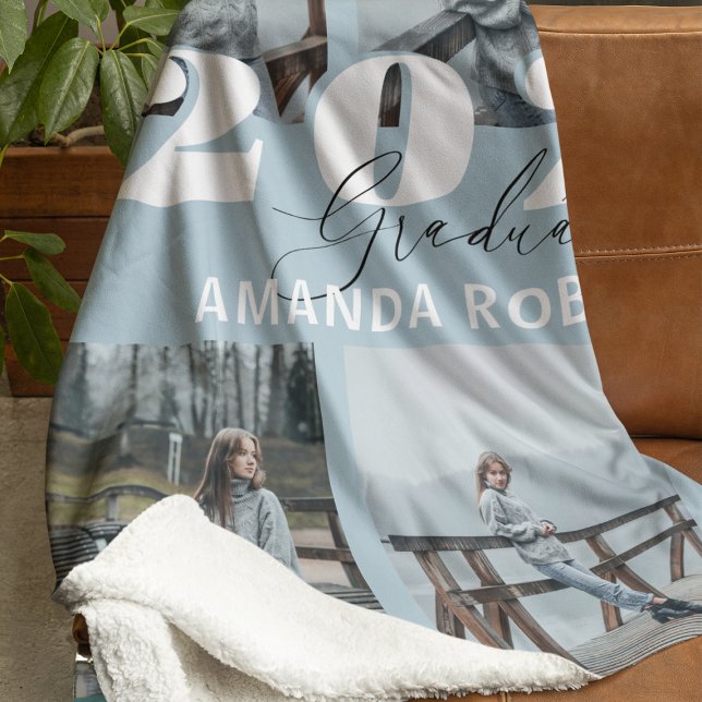 Modern Blue 6 Foto Examen Fleecefilt (Skapare uppladdad)