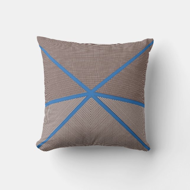 Modern Blue and Brown Geometric Outdoor Pillow |  Kudde (Framsida)