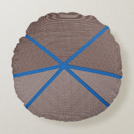 Modern Blue and Brown Geometric Round Pillow  Rund Kudde