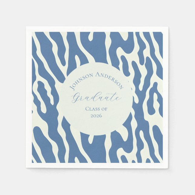 Modern blue and cream abstract Pattern graduation Pappersservett (Framsidan)