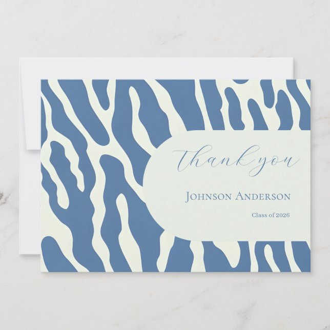 Modern blue and cream abstract Pattern graduation Tack Kort (Framsida)
