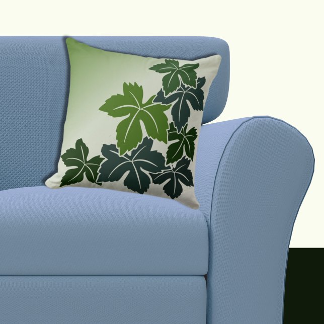 Modern Blue and Grönt Botanical Vin Löv Kudde (Modern Blue and Green Botanical Wine Leaves Throw Pillow)