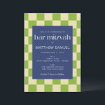 Modern Blue and Grönt Checkerboard Pub Mitzvah Inbjudningar<br><div class="desc">Modern Blått och Grönt Checkerboard Pub Mitzvah-inbjudan</div>