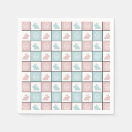 Modern Blue and Rosa Påskhare Egg Cute Mönster Pappersservett