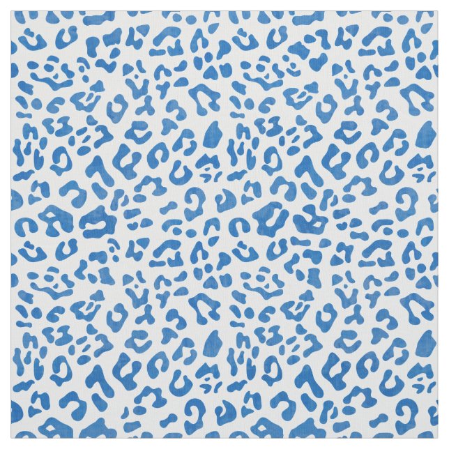 Modern Blue and White Cheetah Animal Print Mönster Tyg (Provkarta)
