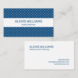 Modern Blue and White Polka dots White Rand Visitkort