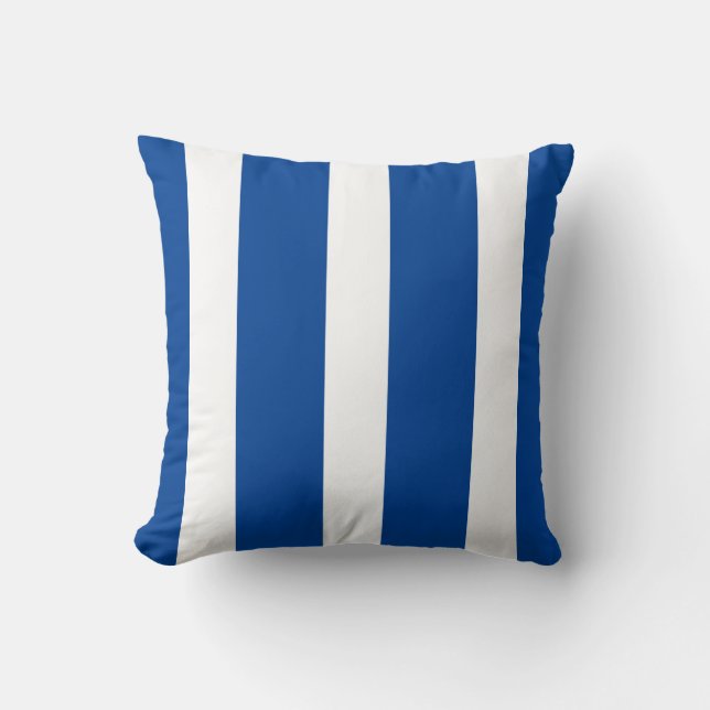 Modern Blue and White Rand Kudde (Framsida)