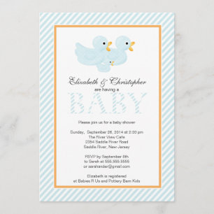 Modern Blue Ankor Couple Boy Baby Shower Inbjudningar