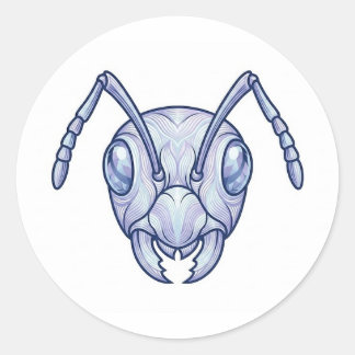 Modern Blue Ant Line Art Illustration Sticker Runt Klistermärke
