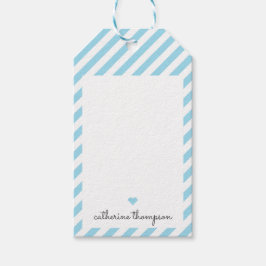 Modern Blue Aqua Heart Girly Cute Feminine-skript Presentetikett