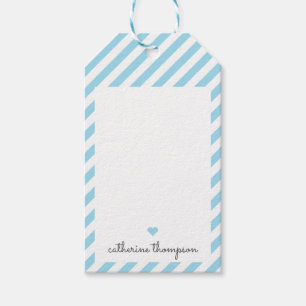 Modern Blue Aqua Heart Girly Cute Feminine-skript Presentetikett