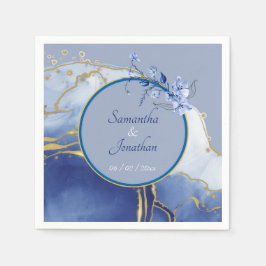 Modern Blue Aqua Marble Bröllop Pappersservett