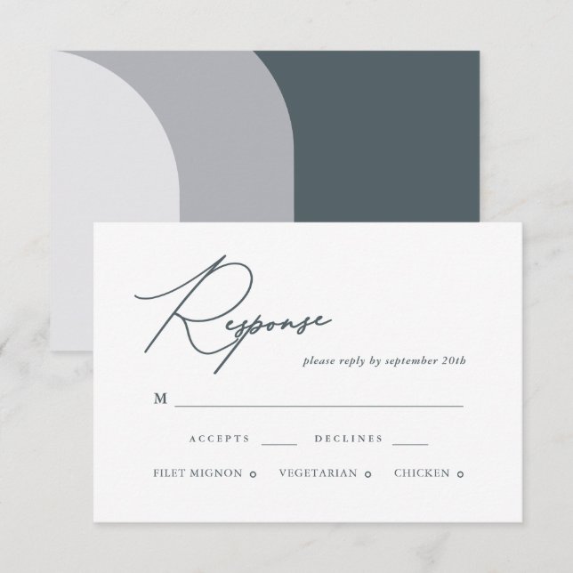 Modern Blue Arches Calligraphy-Bröllop OSA (Fram/baksida)