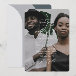 Modern Blue Arches One Photo Bröllop Inbjudningar