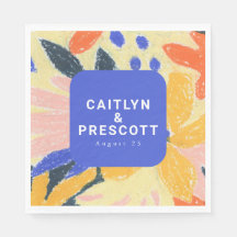 Modern Blue Artsy Abstrakten Botanical Bröllop