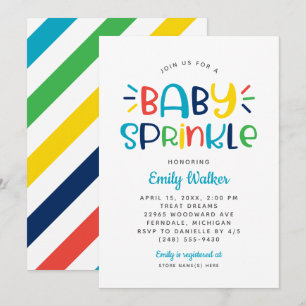 Modern Blue Baby Sprinkle for Boy Shower Inbjudningar