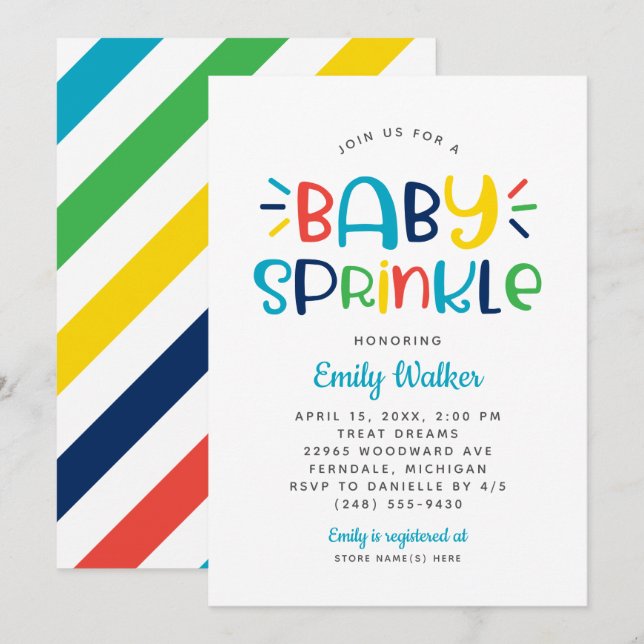 Modern Blue Baby Sprinkle for Boy Shower Inbjudningar (Fram/baksida)