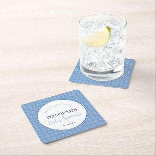 Modern Blue Baby Sprinkle Party Tack Underlägg Papper Kvadrat