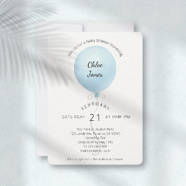 Modern Blue Balloon Baby Shower Inbjudningar