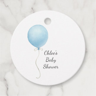 Modern Blue Balloon Boy Shower Gåvor Etiketter