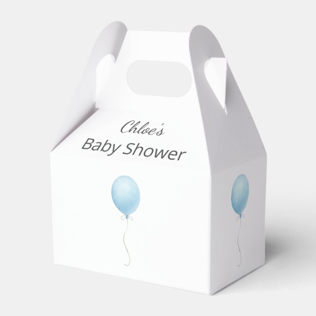 Modern Blue Balloon Boy Shower Presentaskar (Framsidan Sidan)