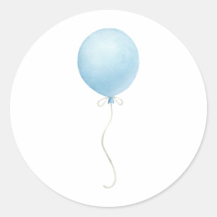 Modern Blue Balloon Boy Shower Runt Klistermärke