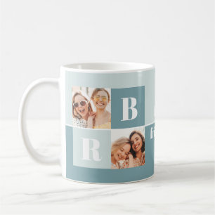 Modern Blue Best Friends Photo Coffee Mugg