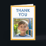 Modern Blue Birthday Kids Photo Tack Kort<br><div class="desc">Modern Blue Birthday Kids Photo - tackkort. Ett sött födelsedagstack för dina vänner och din familj. Ladda upp fotot och anpassa kortet med ditt namn och din text. Underbart tack för att du fick kort för pojkar.</div>