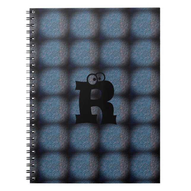 MODERN BLUE Black CUTE Spiral-fotbok - bärbar dato Anteckningsbok (Framsidan)