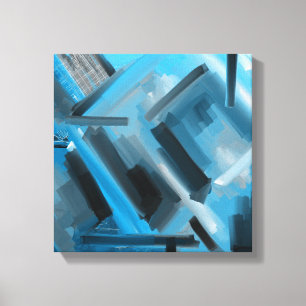 Modern Blue Black Grått Abstrakt Decorative Artwor Canvastryck