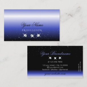 Modern Blue Black Ombre Gnistra Diamonds Snyggt Visitkort