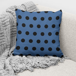 Modern Blue Black Polka dots Mönster Kudde