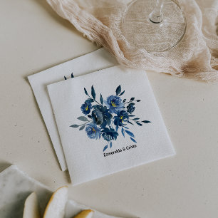Modern Blue Blommigt Bröllop Napkin Pappersservett