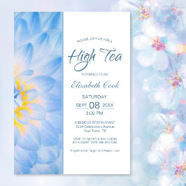 Modern Blue Blommigt High Tea Möhippa Inbjudningar
