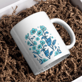 Modern BLUE Blommigt-ROYAL PERSONALISERA Mugg