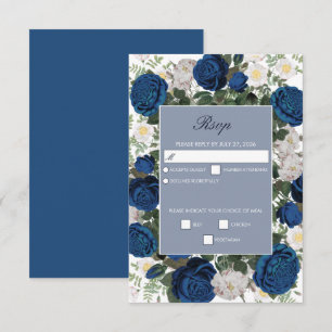 Modern Blue Blommigt Watercolor Elegant bröllop OSA Kort