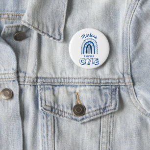 Modern Blue Boho Rainbow Théed Birthday Buttons Knapp
