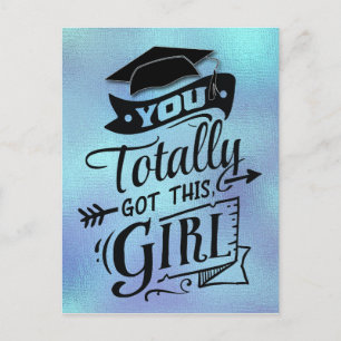 Modern Blue Boho Typography Girly Studenten  Vykort