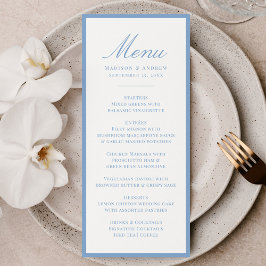 Modern Blue Border Wedding Meny