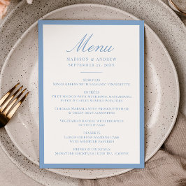 Modern Blue Border Wedding Meny