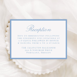 Modern Blue Border Wedding Reception Tilläggskort